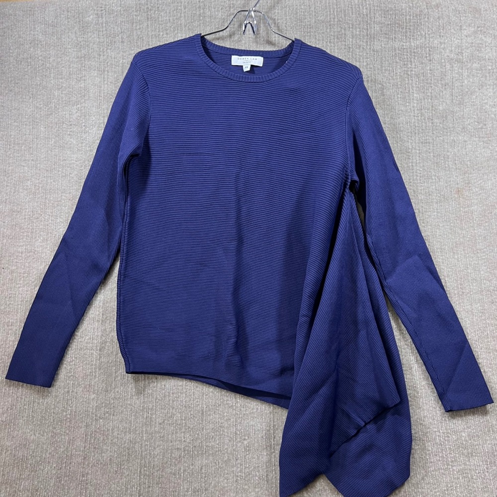Derek Lam Collective Navy Blue Ribbed Asymmetrical Knit Sweater XS